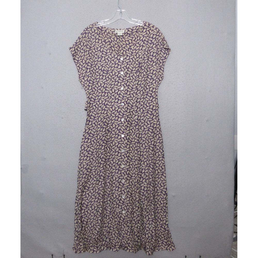 Vintage Banana Republic Dress Purple Leaf Midi Prairie Cottage Core Hong Kong